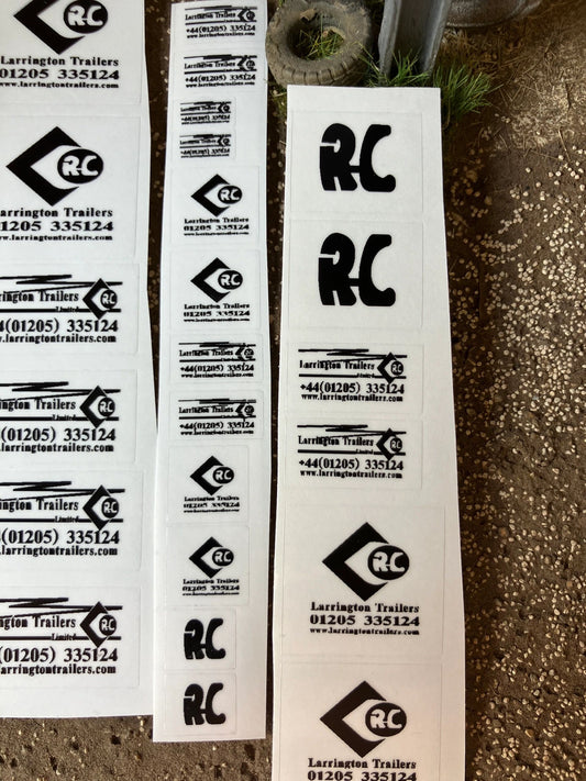 1:32 scale High quality vinyl pack 36 x sticker set Larrington Trailers root king RC farm machinery decals 1:32 scale Image 2