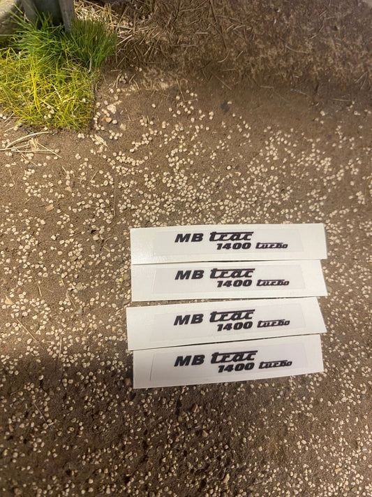 1:32 scale High quality vinyl pack 4 x MB Trac 1400 bonnet tractor farm machinery decals Image