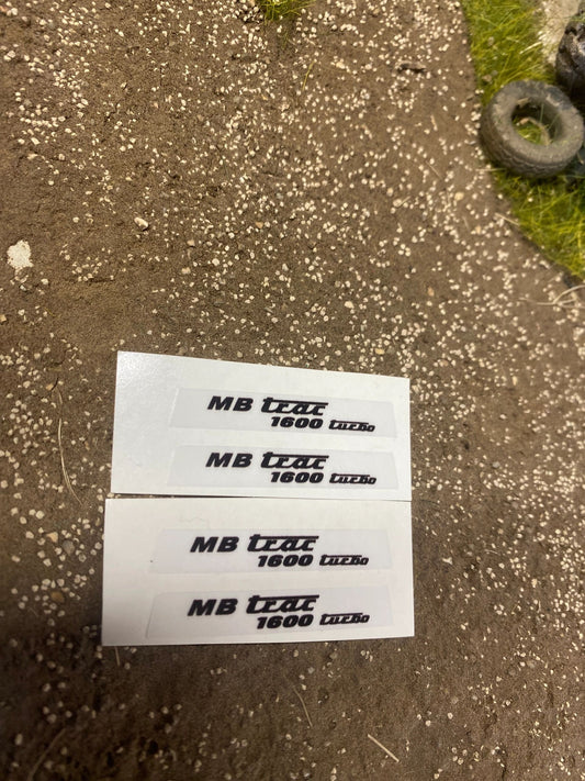 1:32 scale High quality vinyl pack 4 x MB Trac 1600 bonnet tractor farm machinery decals Image