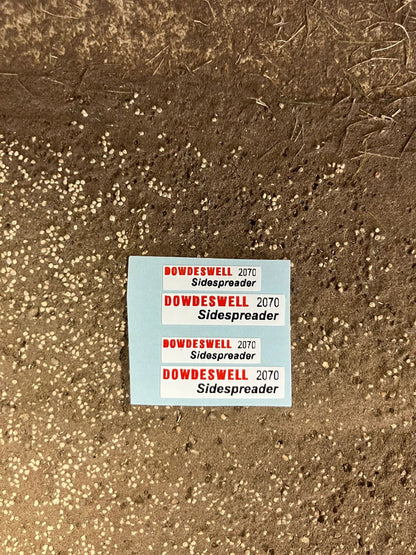 1:32 scale High quality vinyl pack 4 x sticker set Dowdeswell 2070 Side spreaderfarm machinery decals 1:32 scale Image 3