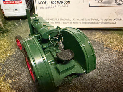 G & M Originals Marshall 18/30 Tractor – Green & Red Rubber Tyres Version – Handmade 1:32 Scale