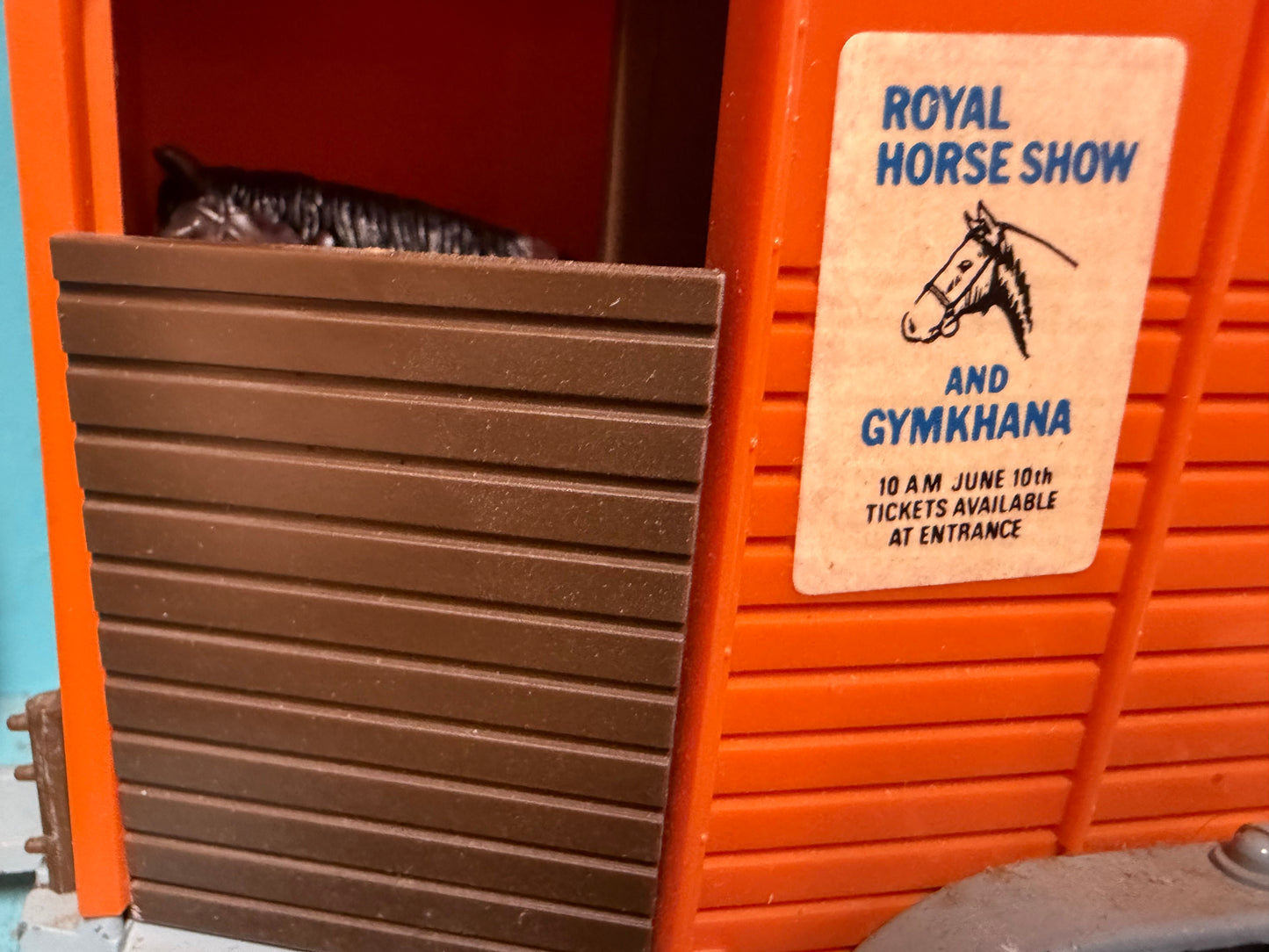 Vintage Britains Double Horsebox Trailer Royal Horse Show 9562 Early Straw Box 1:32 Scale Obsolete