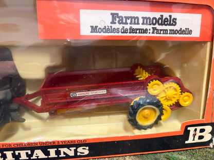 Vintage Britains Deutz DX110 Tractor & Manure Spreader Straw Box 9596 Original Box Obsolete 1:32 Scale