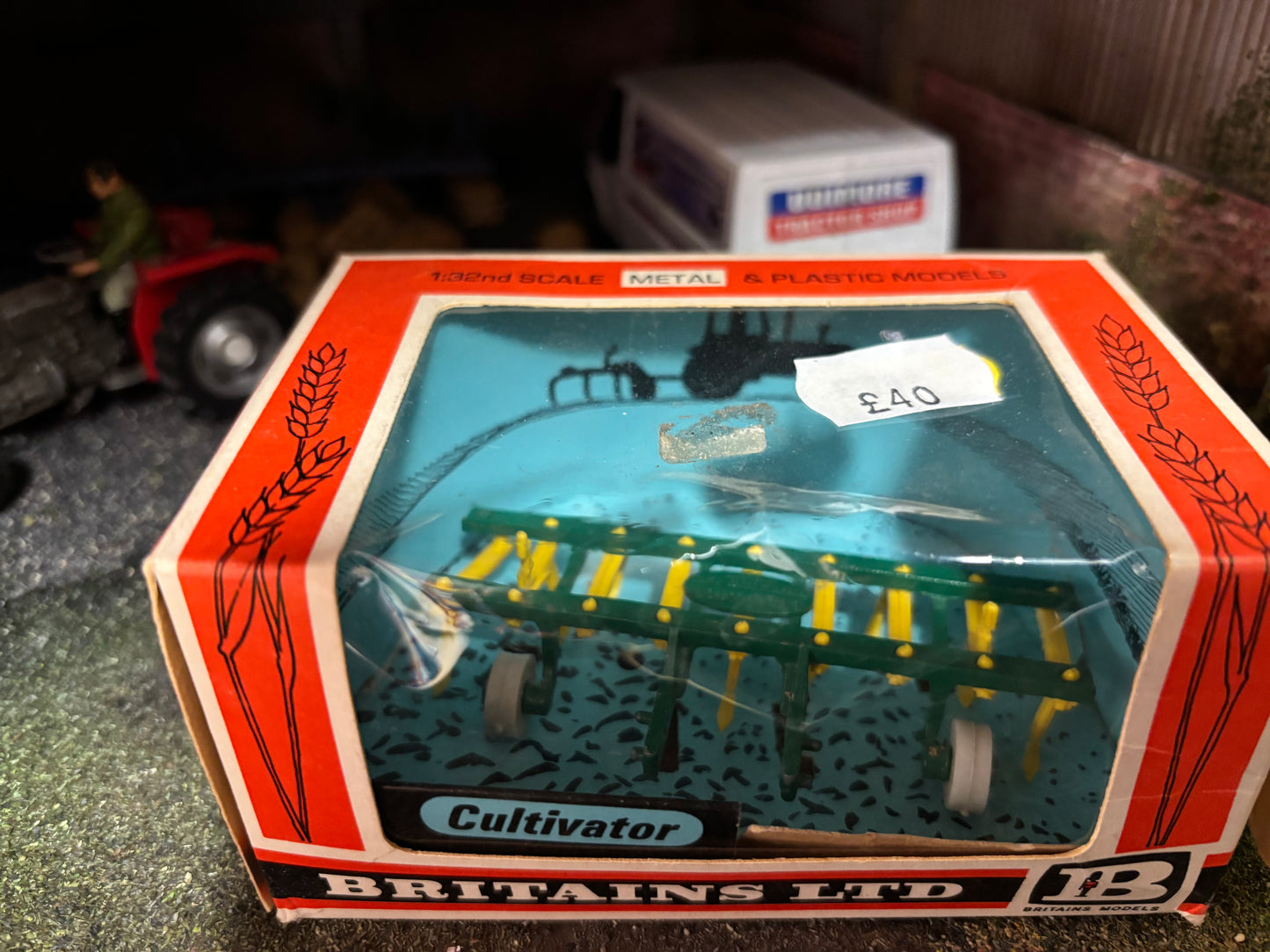 9536 Vintage Britains Green Cultivator 1:32 scale STRAW box obsolete