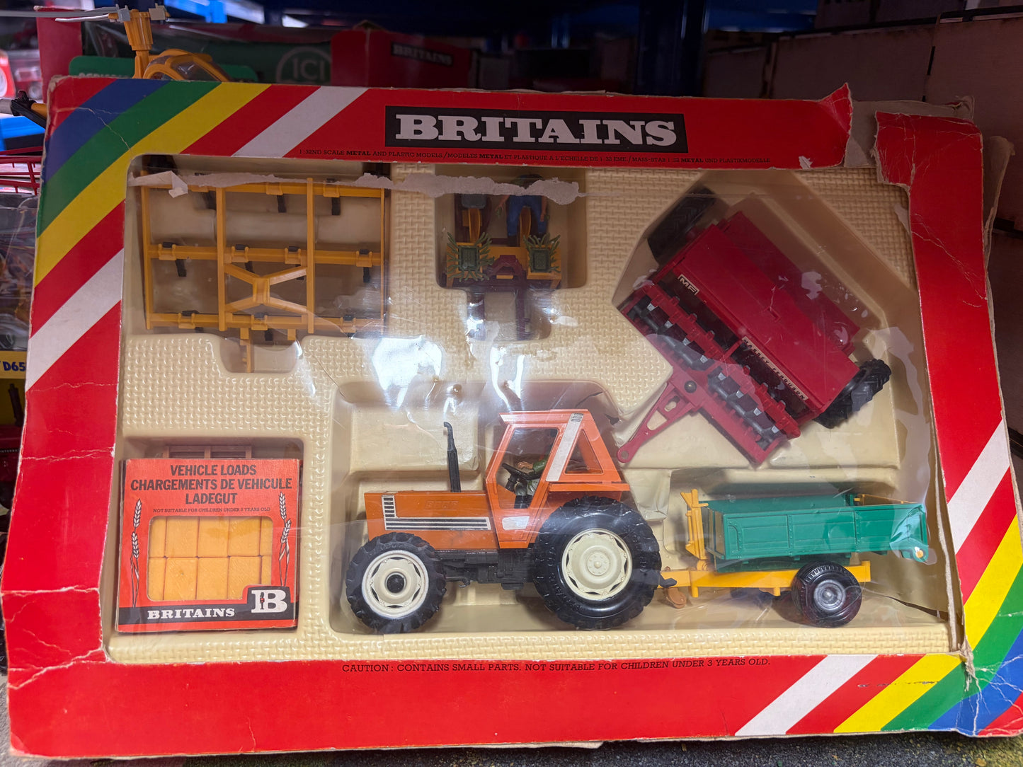 9591 Vintage Britains Fiat Tractor and Implement set 1:32 scale boxed VERY RARE