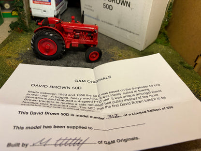 G & M Originals David Brown 50D Tractor – Limited Edition No. 312 of 350 – Handmade 1:32 Scale