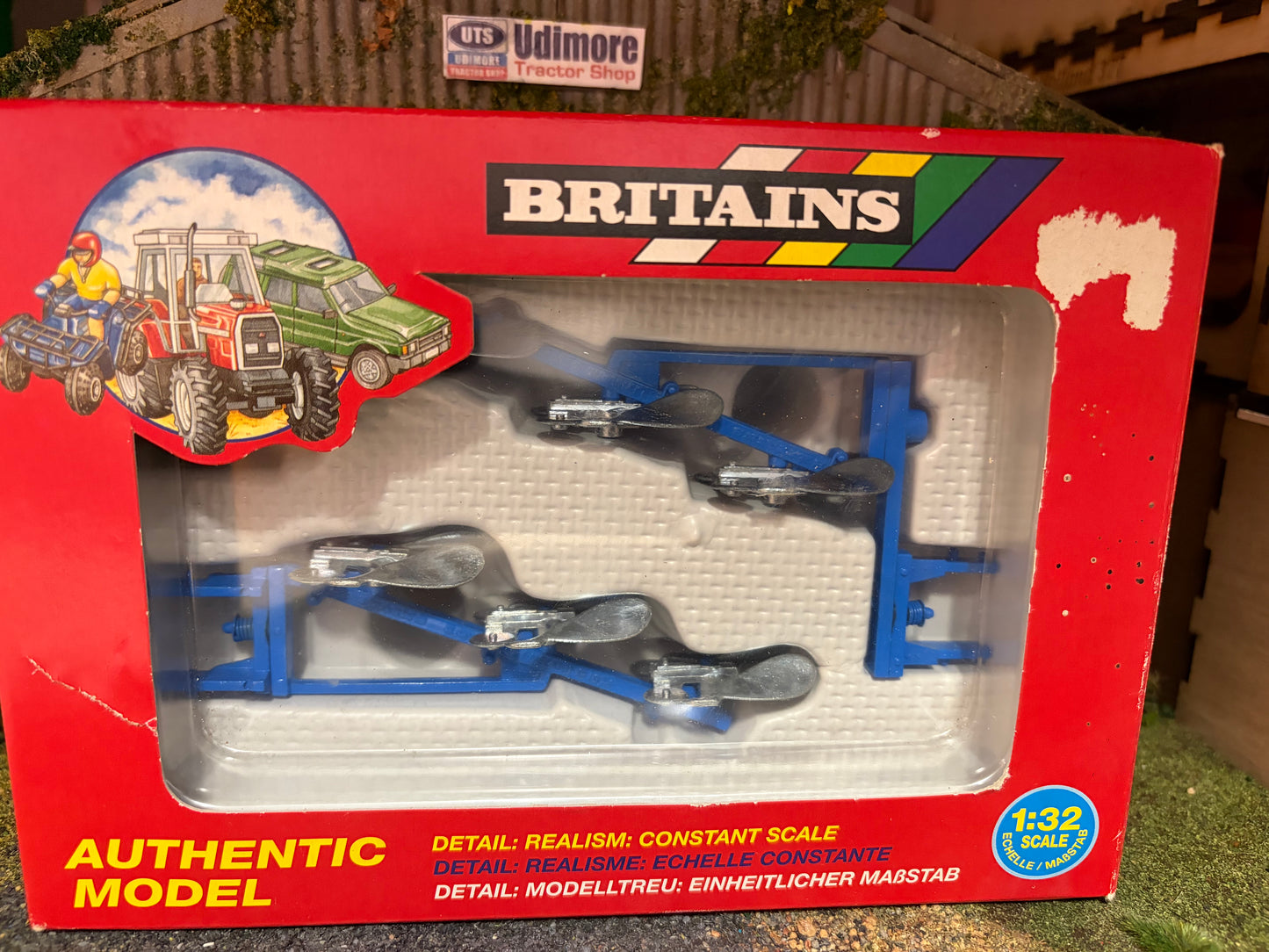 Vintage Britains Front & Rear Plough Set 1:32 Scale Boxed Obsolete - 9549 (1995)