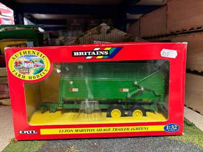 Vintage Britains Green 12 ton Marston Silage trailer 1:32 scale boxed Obsolete 42016