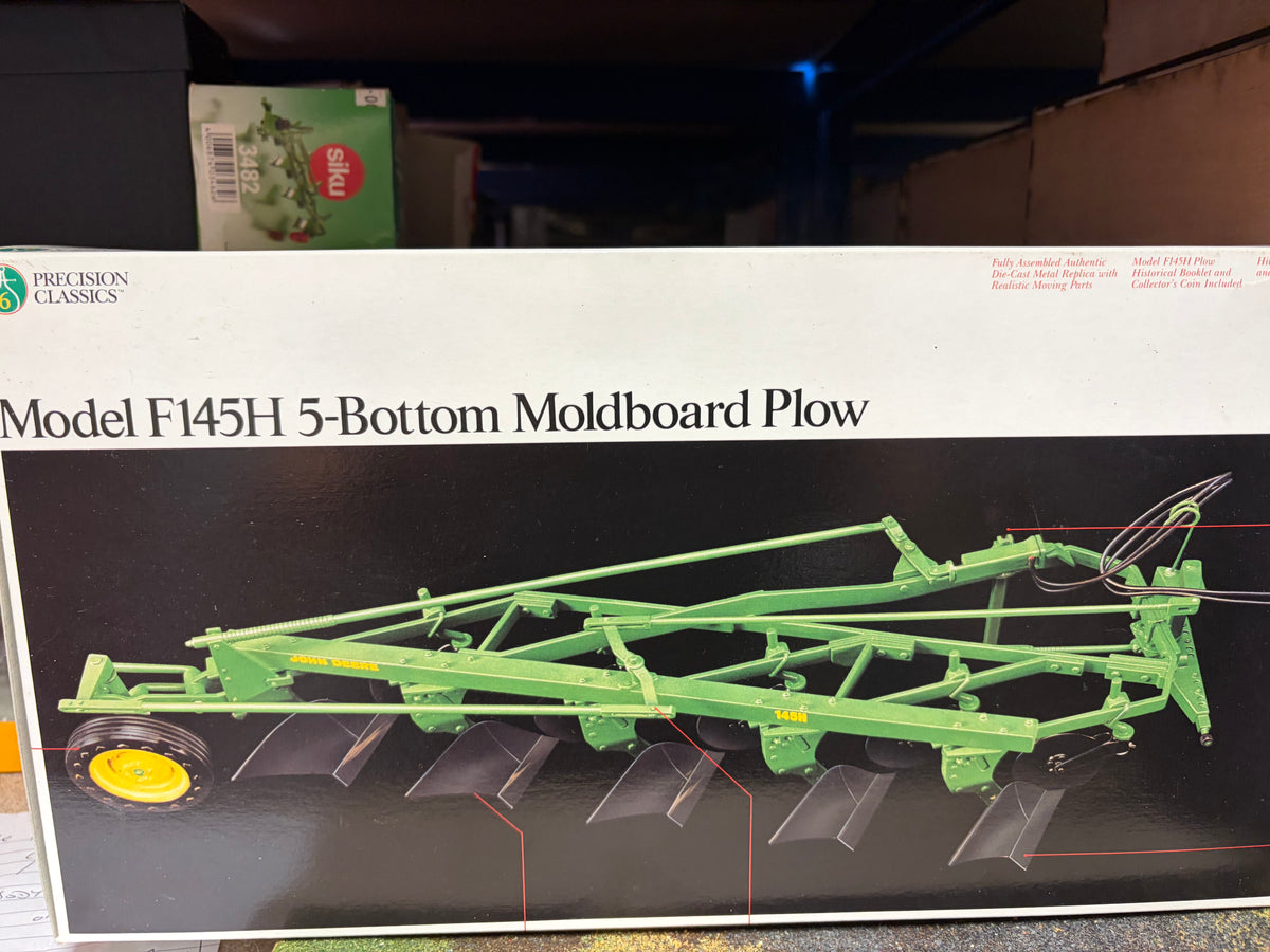 RARE ERTL Precision Classics #6 John Deere F145H 5 Furrow Plough 1:16 – Boxed with Coin