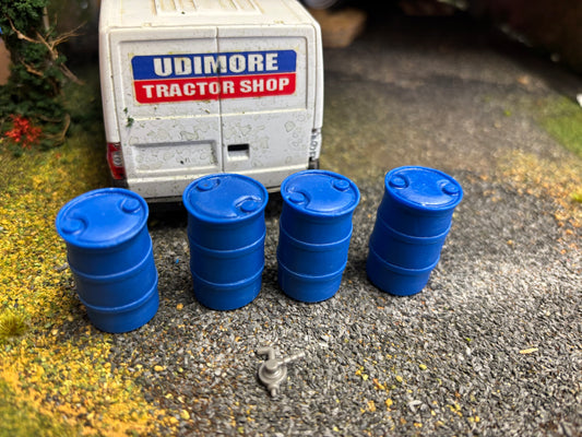 04889-4 Four x Fuel Water barrel Jerry cans with hand pump Artisan32 farm machinery 1:32 scale