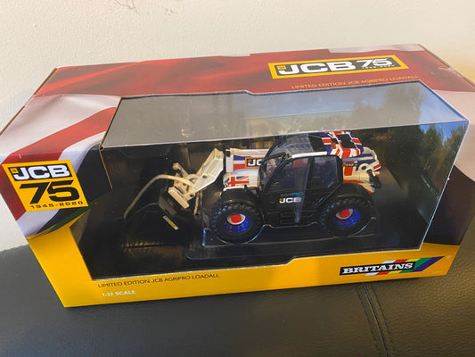 43317 Britains JCB Union Jack Loadall 75th Anniversary Agri Pro model 1:32 BOXED Image