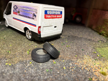 04289 Set of 2 Trailer wheels 23mm x 8mm Artisan32 farm machinery 1:32 scale