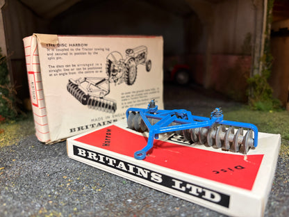 Vintage Britains Blue Disc harrow First Edition 1:32 Scale Boxed Obsolete - 9534