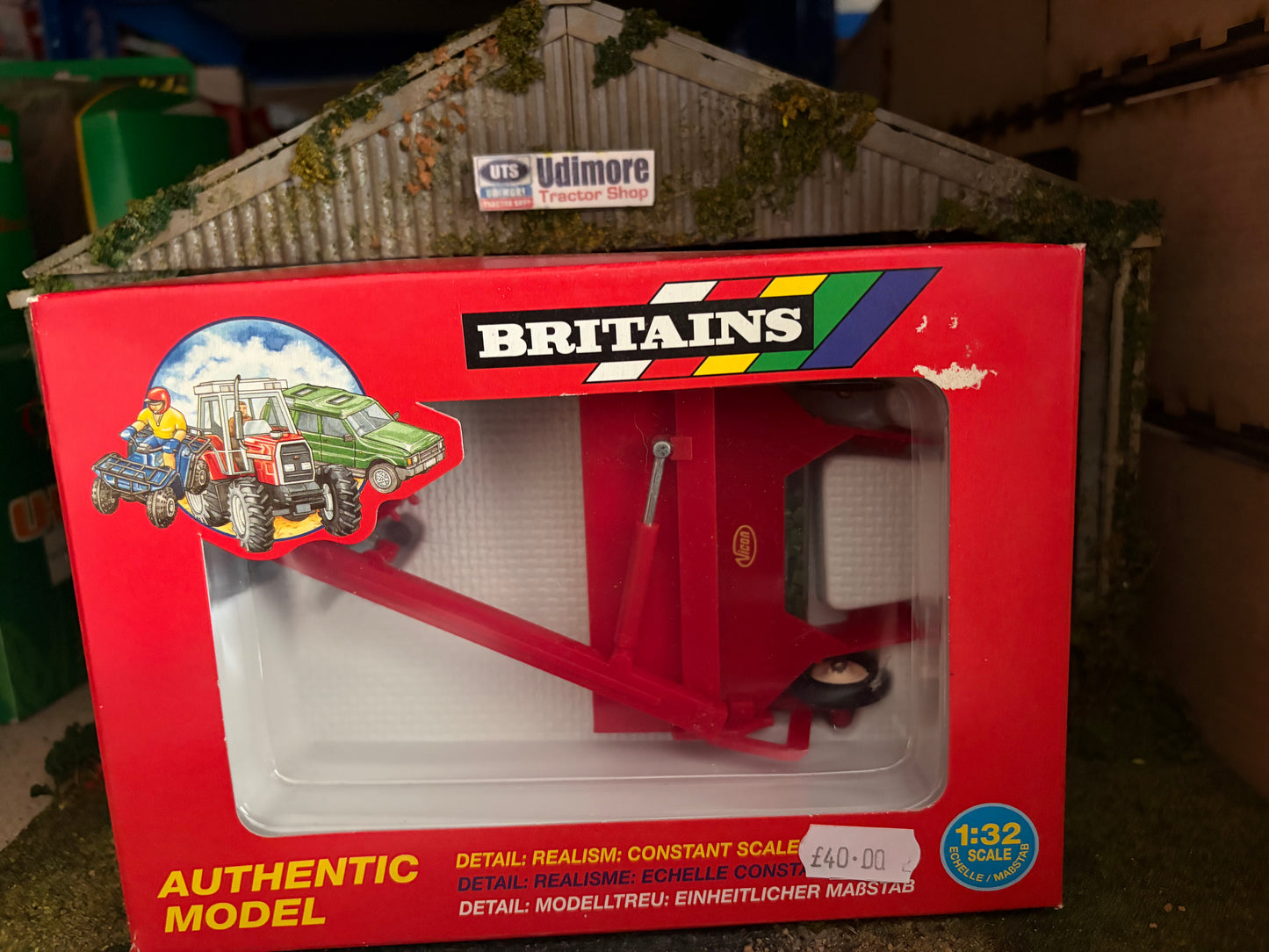 Vintage Britains Vicon Grass Mower 9531 Later Box 1995 Obsolete 1:32 Scale
