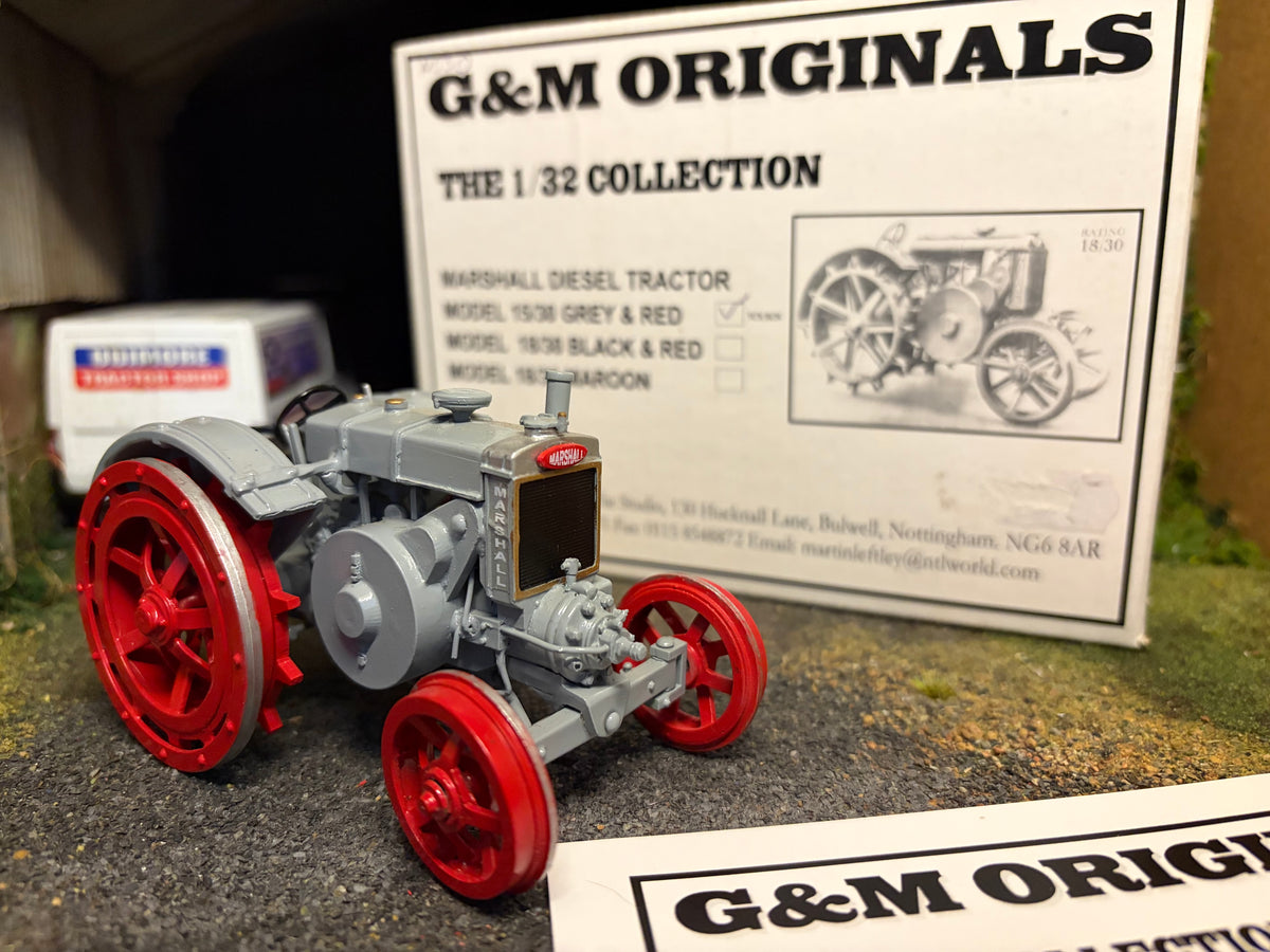 G & M Originals Marshall 15/30 Tractor – Grey & Red Steel Wheels – Limited Edition No. 30 of 100 – Handmade 1:32 Scale