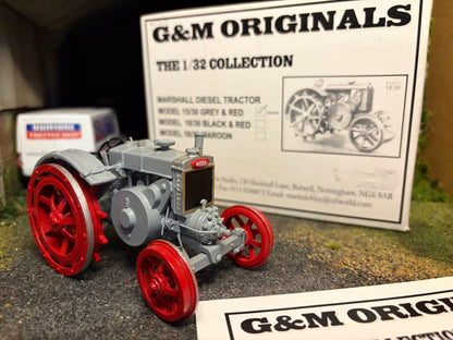 G & M Originals Marshall 15/30 Tractor – Grey & Red Steel Wheels – Limited Edition No. 30 of 100 – Handmade 1:32 Scale
