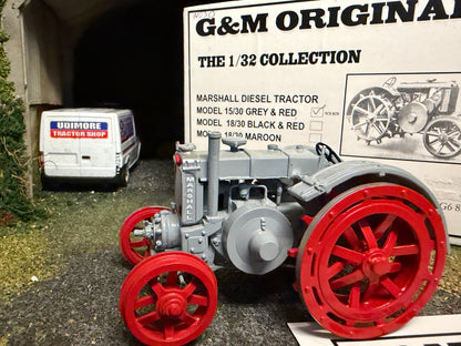 G & M Originals Marshall 15/30 Tractor – Grey & Red Steel Wheels – Limited Edition No. 30 of 100 – Handmade 1:32 Scale