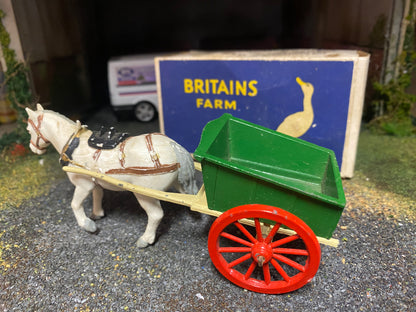 40F Vintage Britains Farm Cart with plastic horse 1:32 scale obsolete RARE BOX version