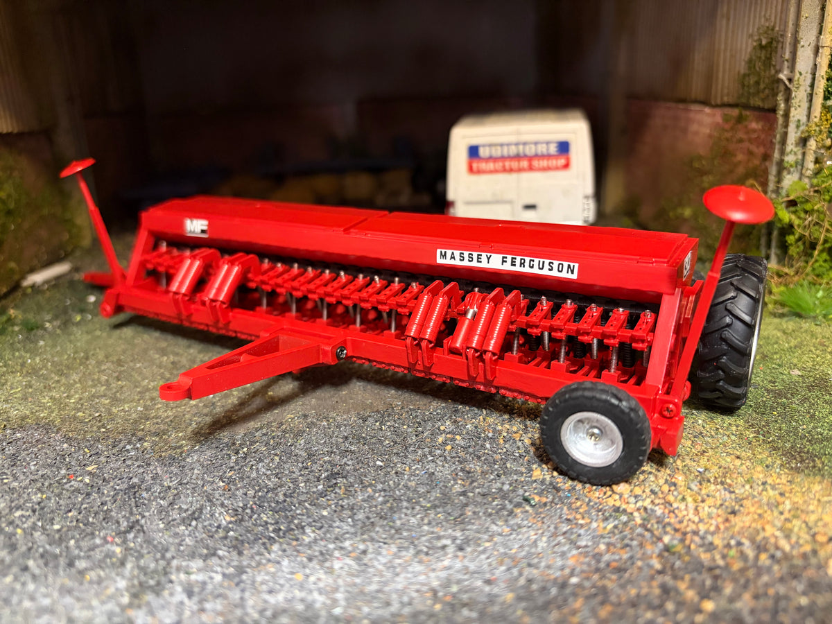 Scratch Built Massey Ferguson MF 30 6 Metre Seed Drill – Silver Wheels – 1:32 Scale
