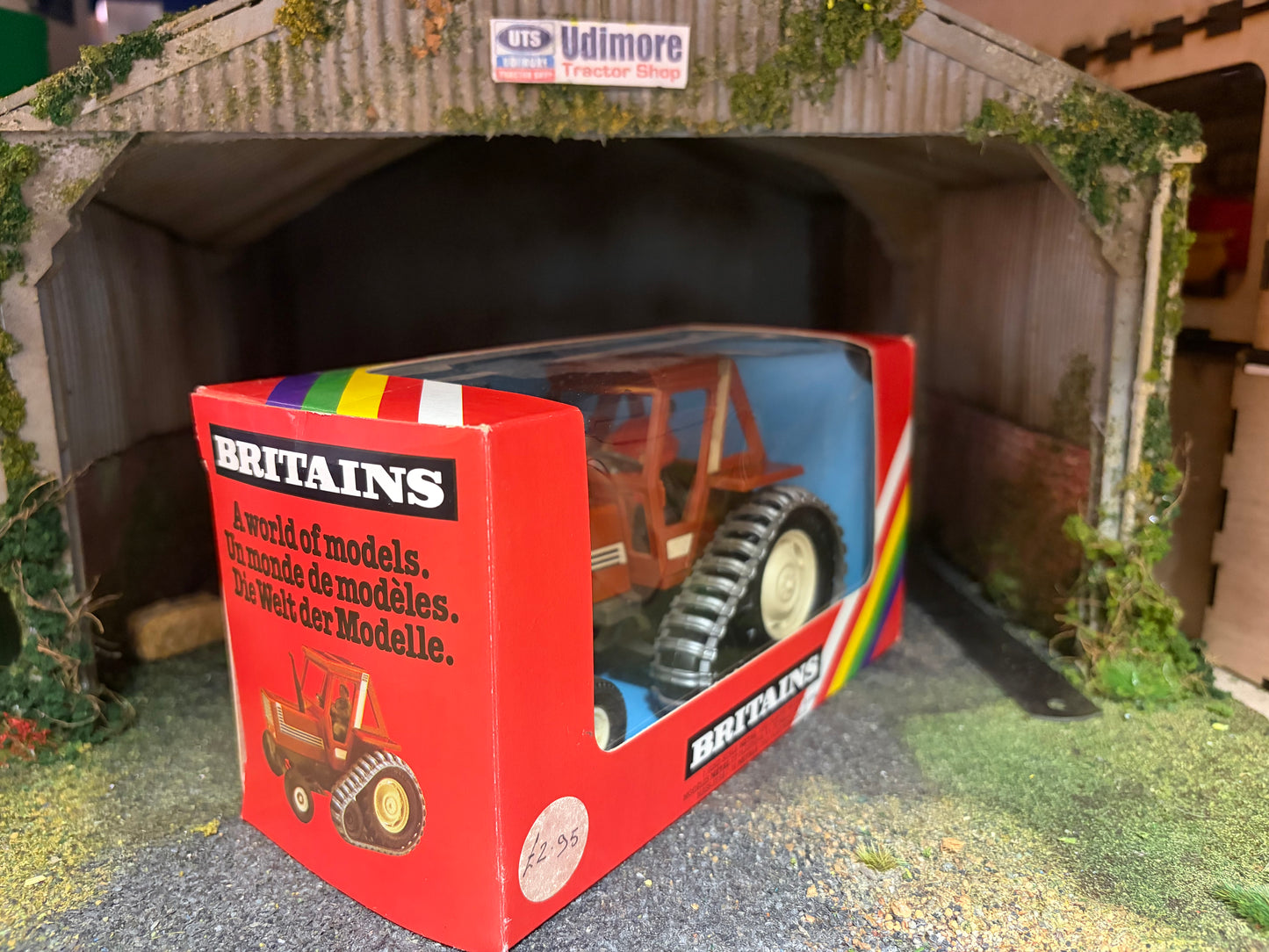 Vintage Britains Brown Fiat 880DT Half Track Tractor 9527 Original Rainbow Box Obsolete 1:32 Scale