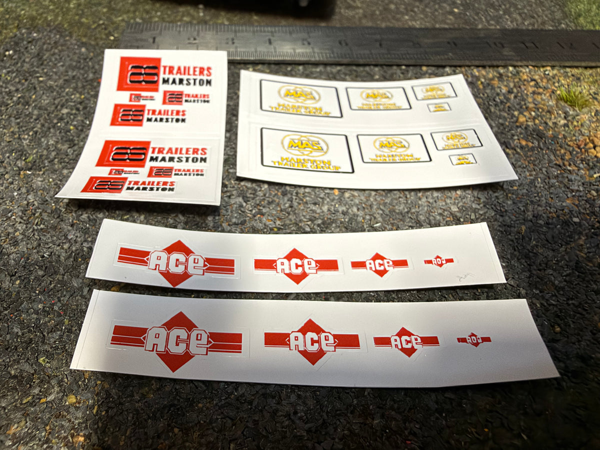 Marston Trailers Decal Set – 24 Pre-Cut Vinyl Stickers – 1:32 Scale Farm Models