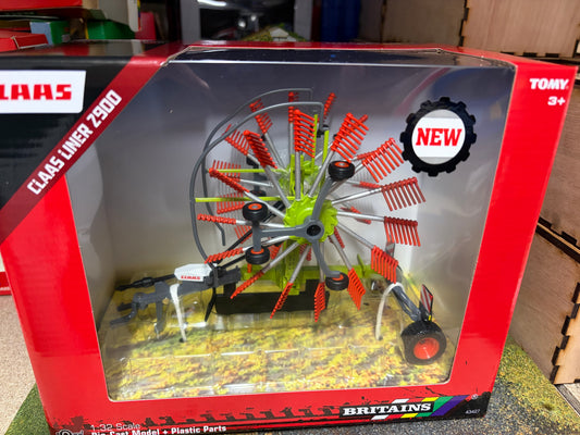 Britains 43427 Claas Liner 2900 Double Rotor Swath Rake 1:32 Scale
