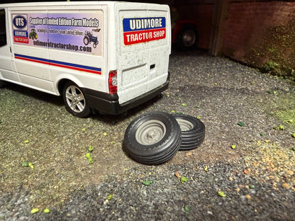 04289 Set of 2 Trailer wheels 23mm x 8mm Artisan32 farm machinery 1:32 scale