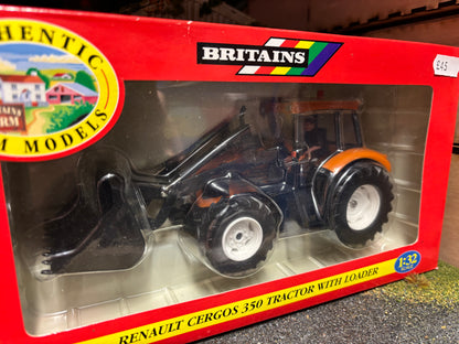 00226 VINTAGE Britains Renault Cergos 350 Tractor with Loader 1:32 scale obsolete