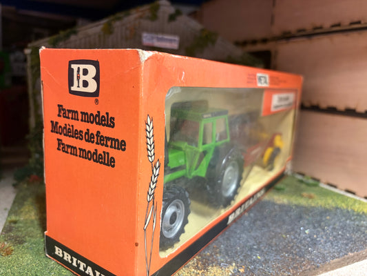 Vintage Britains Deutz DX110 Tractor & Manure Spreader Straw Box 9596 Original Box Obsolete 1:32 Scale