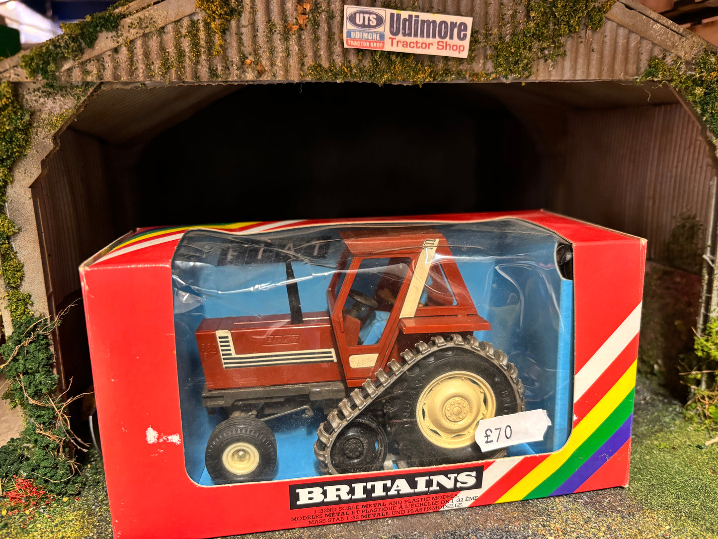 9527 Vintage Britains Brown Fiat 880 DT Half Track Tractor in original Box obsolete
