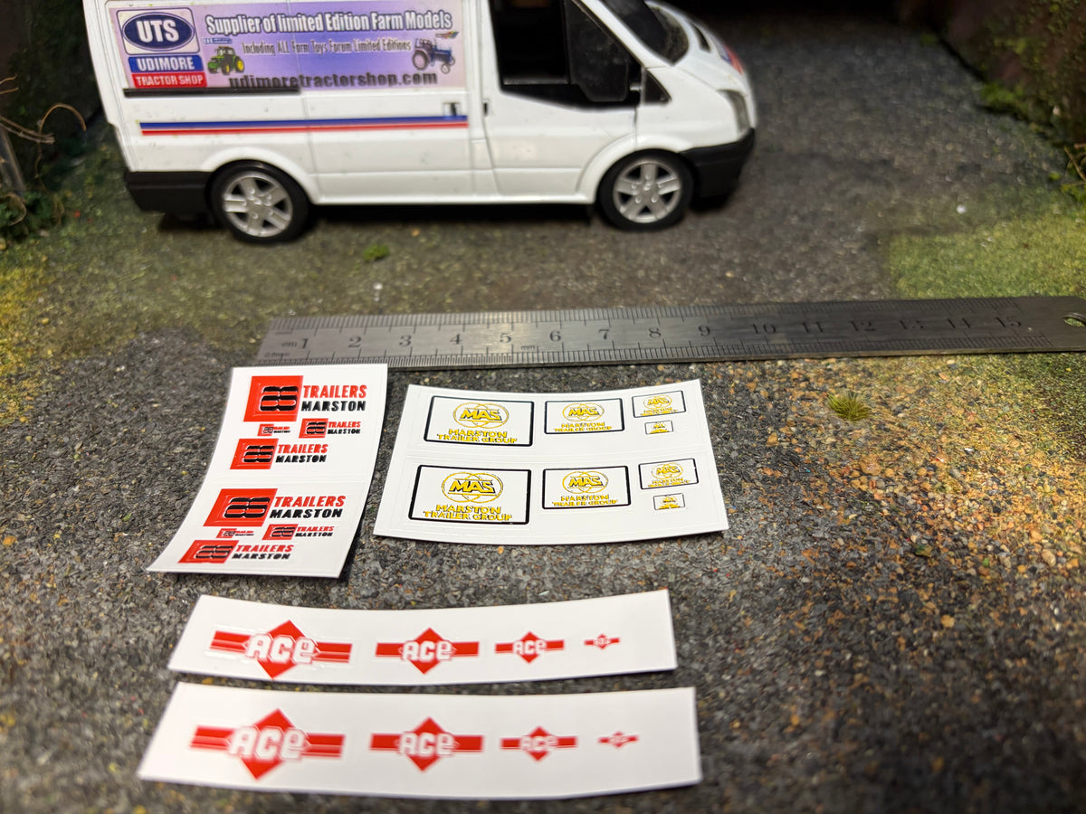 Marston Trailers Decal Set – 24 Pre-Cut Vinyl Stickers – 1:32 Scale Farm Models