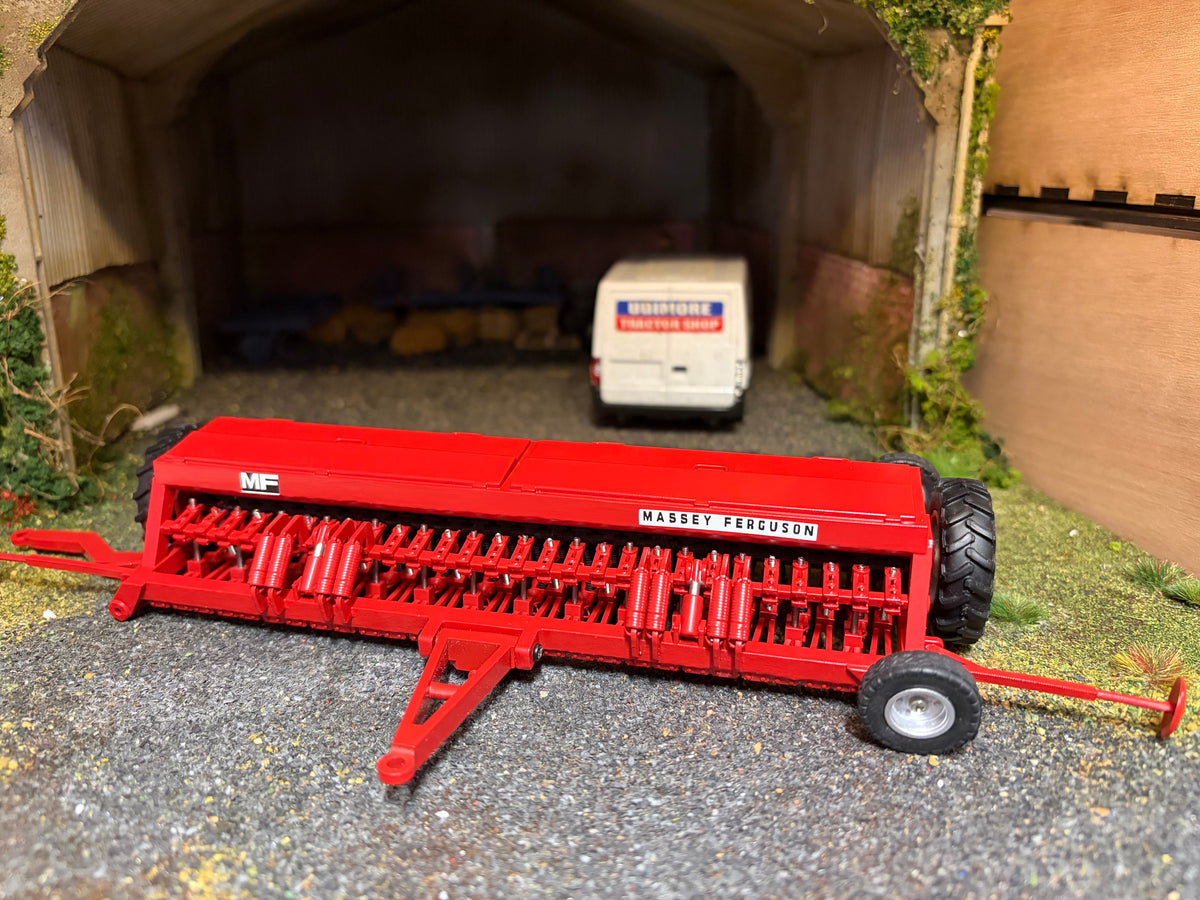 Scratch Built Massey Ferguson MF 30 6 Metre Seed Drill – Silver Wheels – 1:32 Scale