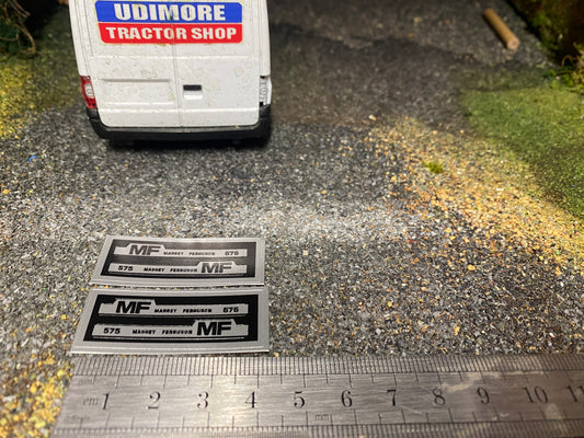 Massey Ferguson 575 Tractor Professional pre cut bonnet decals 4 x 40mm High quality vinyl pack decals bonnet farm machinery decals 1:32 scale