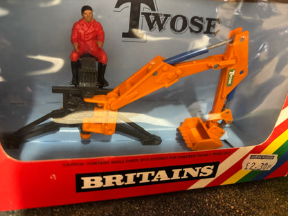 Vintage Britains Twose Rear Mounted Digger 9536 Original Rainbow Box Obsolete 1:32 Scale