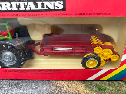 Vintage Britains Deutz DX110 Tractor & Manure Spreader Rainbow Box 9596 Original Box Obsolete 1:32 Scale