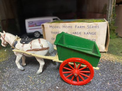 40F Vintage Britains Farm Cart with plastic horse 1:32 scale obsolete RARE BOX version