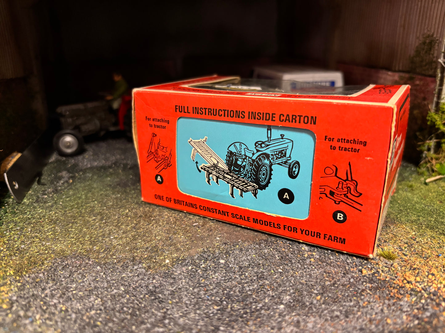 9536 Vintage Britains Green Cultivator 1:32 scale STRAW box obsolete