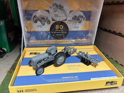 Universal Hobbies Ferguson TE-20 Tractor with Ferguson Plough & Tiller Set UH6238 Limited Edition Obsolete 1:32 Scale