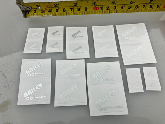 Bailey pre cut professional High quality vinyl Decals HUGE pack of White Bailey 1:32 scale Image