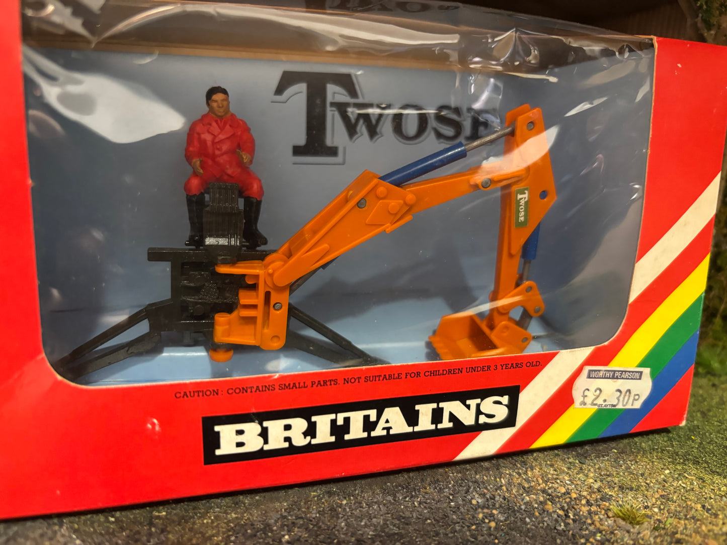 Vintage Britains Twose Rear Mounted Digger 9536 Original Rainbow Box Obsolete 1:32 Scale