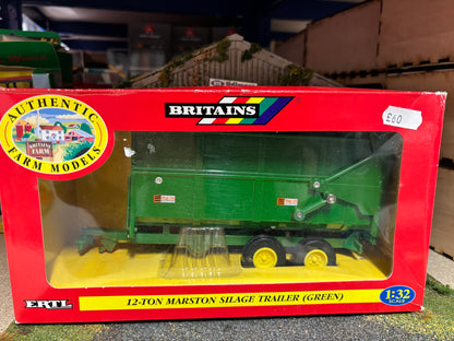Vintage Britains Green 12 ton Marston Silage trailer 1:32 scale boxed Obsolete 42016