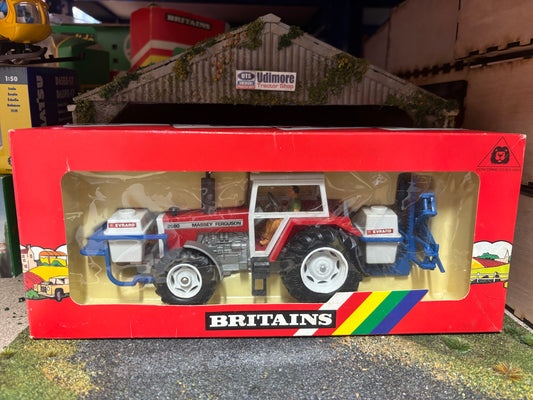 9615 Vintage Britains Massey Ferguson 2680 Tractor front and rear Evard sprayer set 1:32 scale boxed