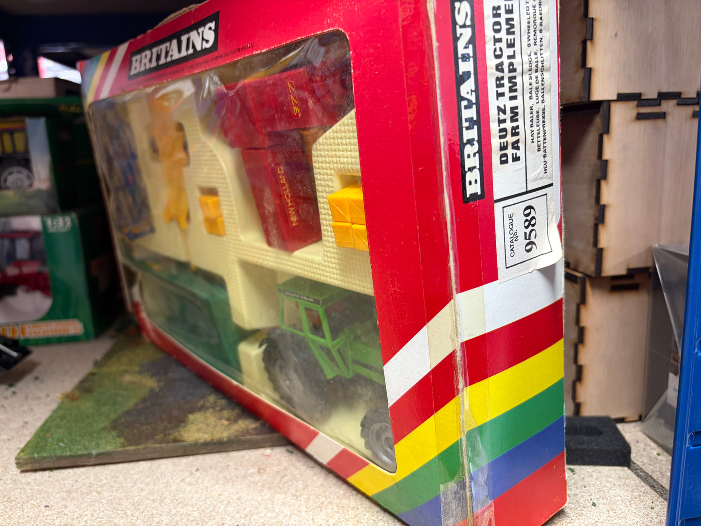 Vintage Britains Deutz DX110 Tractor & Baler Gift Set 1980 Rainbow Box 1:32 Scale Original Boxed Obsolete - 9589