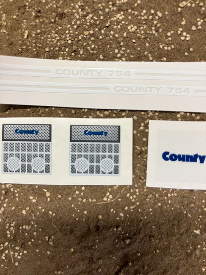 County 754 Tractor Pre cut professional High quality vinyl decals bonnet front grill lights farm machinery stickers 1:32 scale Image