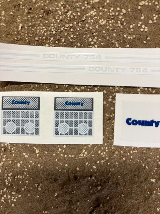 County 754 Tractor Pre cut professional High quality vinyl decals bonnet front grill lights farm machinery stickers 1:32 scale Image