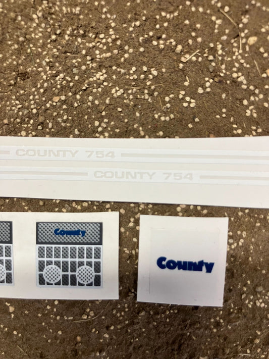 County 754 Tractor Pre cut professional High quality vinyl decals bonnet front grill lights farm machinery stickers 1:32 scale Image 2