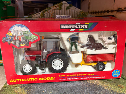 Vintage Britains Massey Ferguson 6180 Tractor & Trailer Set Original Box Obsolete 1:32 Scale 3055