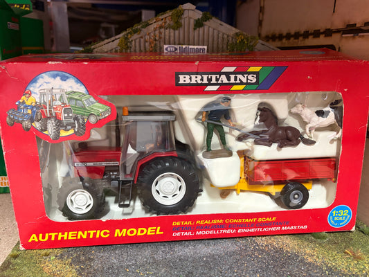Vintage Britains Massey Ferguson 6180 Tractor & Trailer Set Original Box Obsolete 1:32 Scale 3055