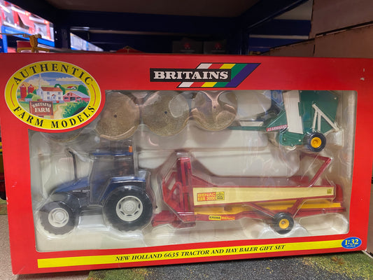 9670 Vintage Britains New Holland 6635 Tractor Baler krone gift set 1:32 scale boxed obsolete