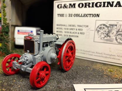 G & M Originals Marshall 15/30 Tractor – Grey & Red Steel Wheels – Limited Edition No. 30 of 100 – Handmade 1:32 Scale